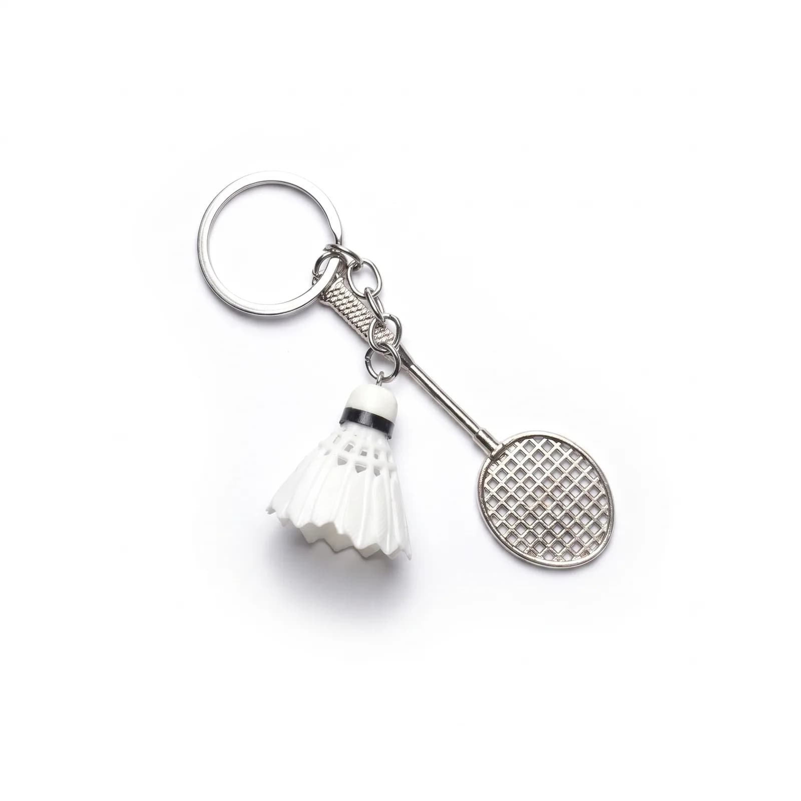 Badminton keyring on a white background