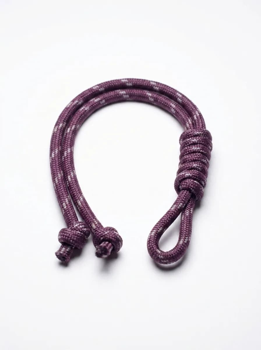 Plum paracord bracelet on a white background