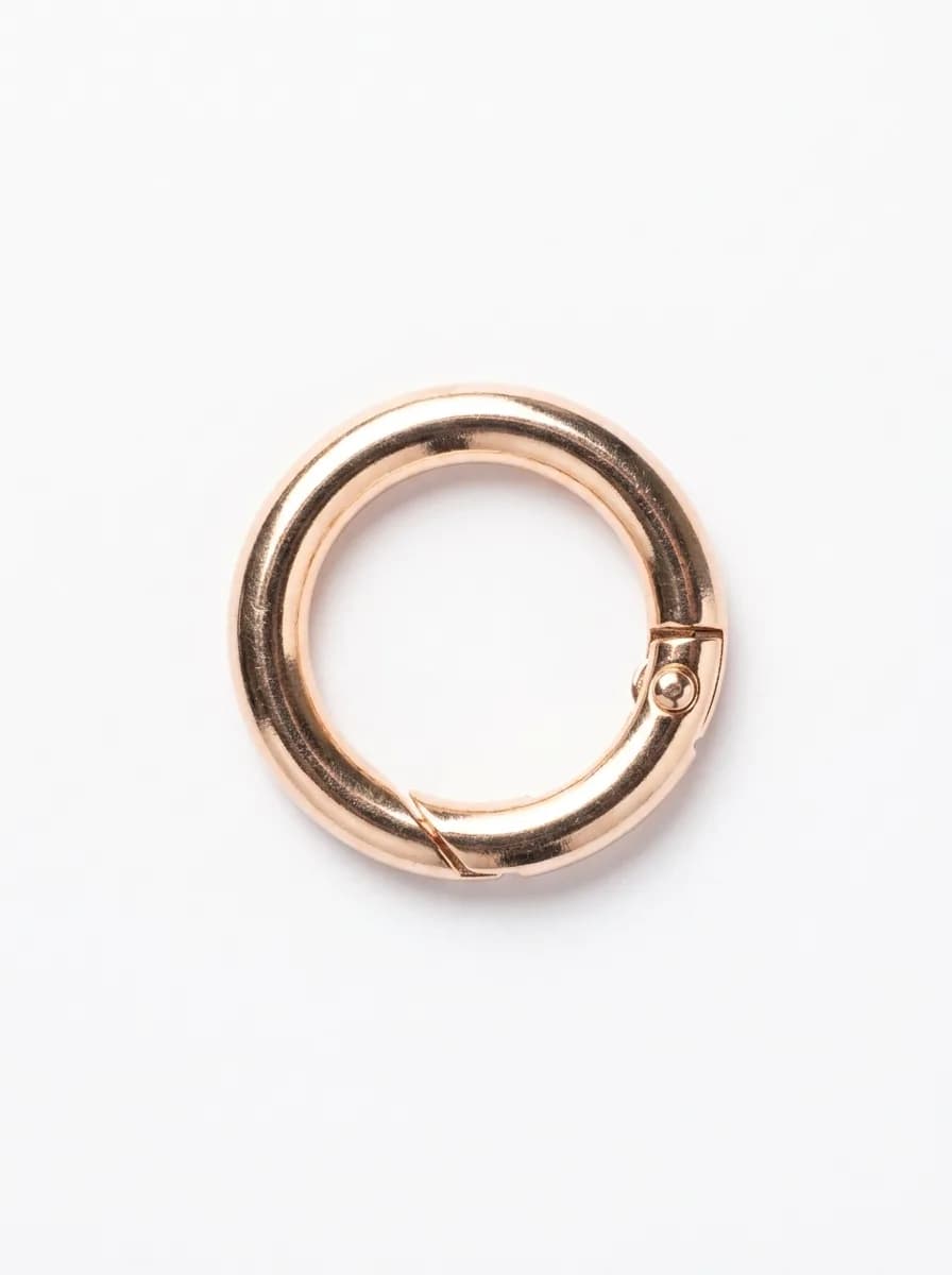 Gold spring-gate O-ring clasp on a white background